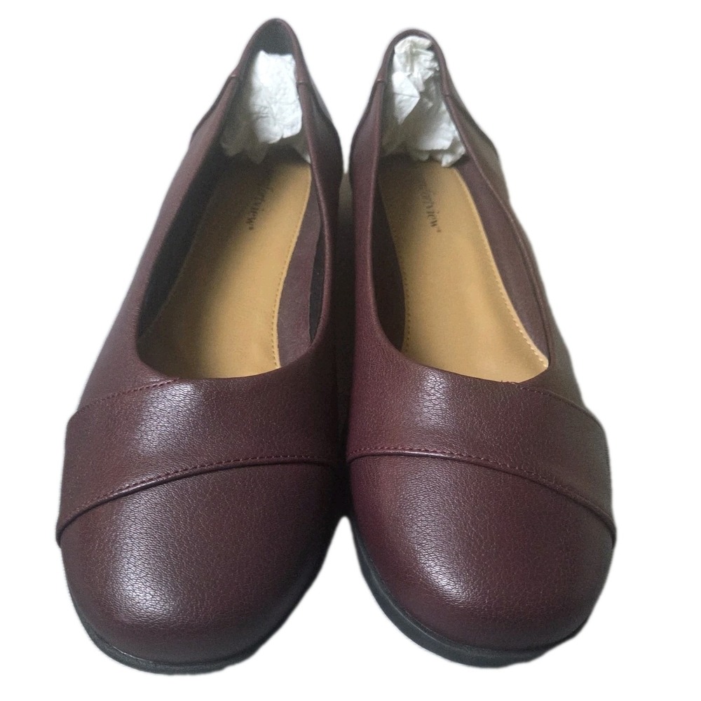 Comfortview Women's Flats Burgundy Loafers Slip On Comfort Shoes Wide 12WW